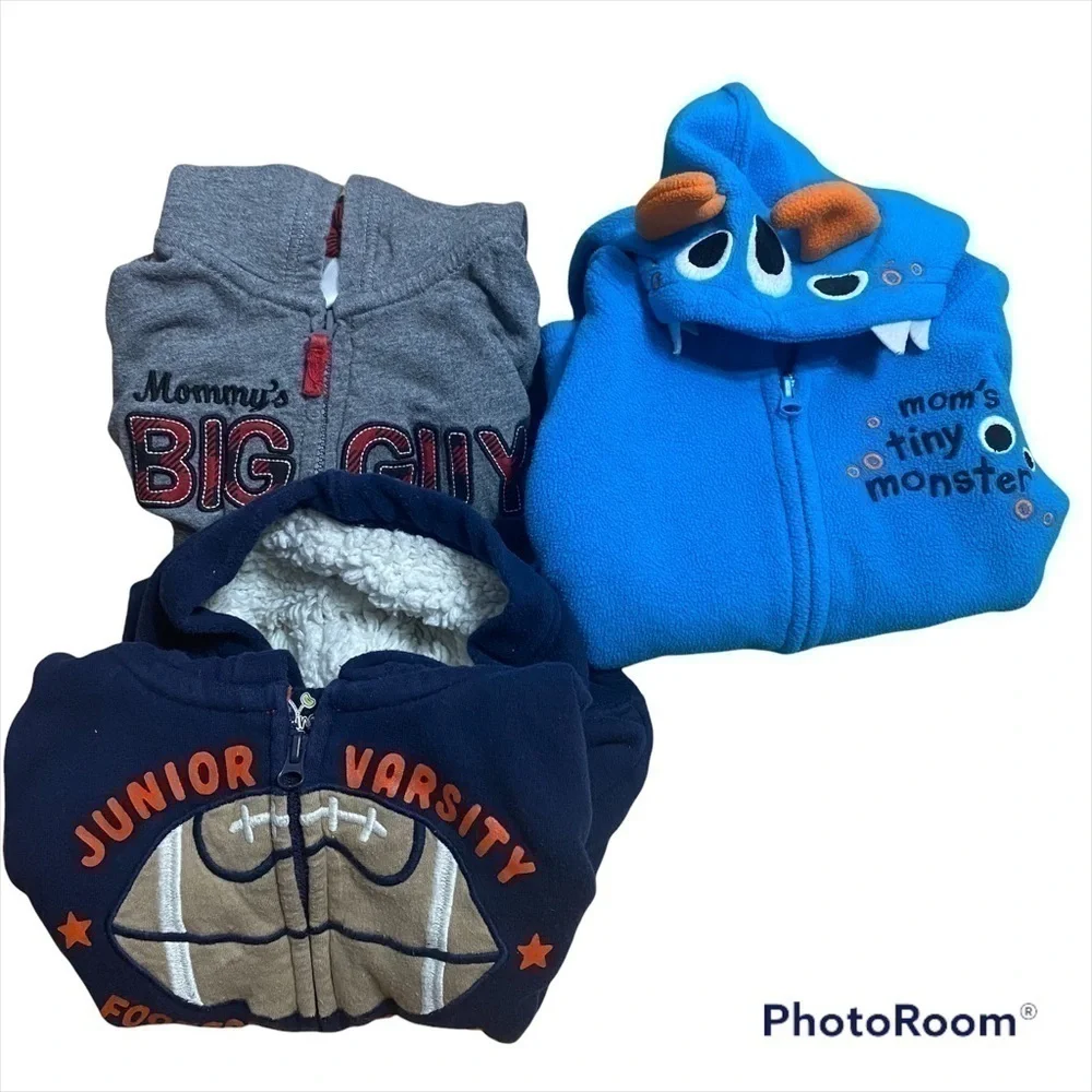 18 mos Sweatshirt Bundle Monster Mommy’s Big Guy Football Full Zip Hooded
